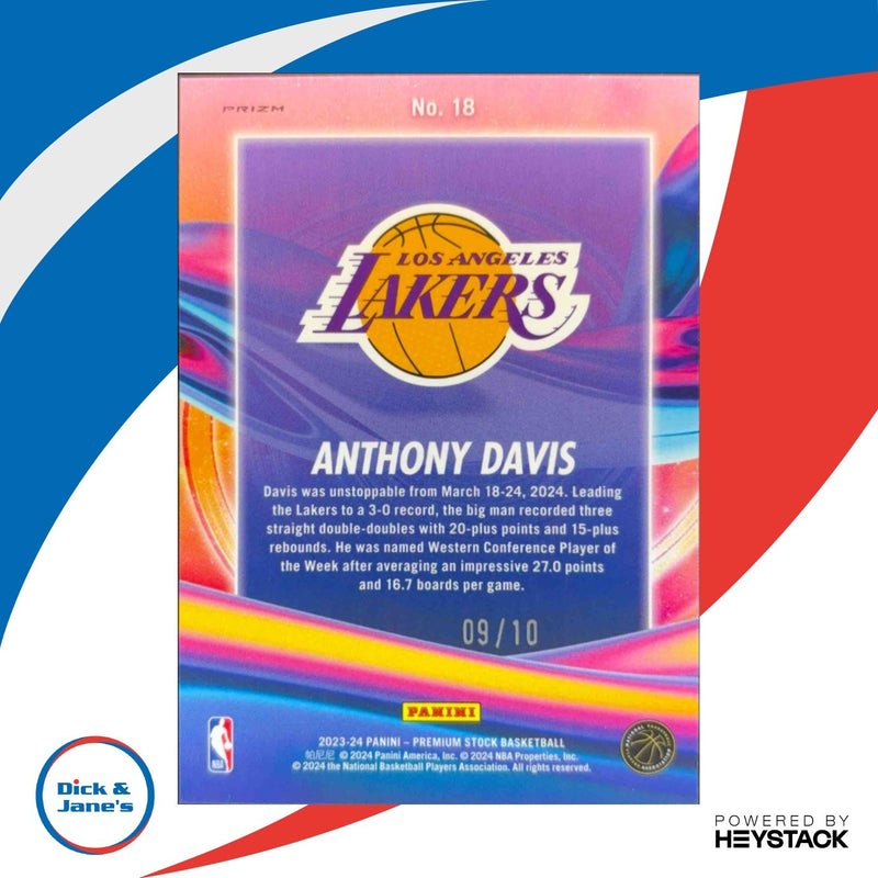 2023-24 Hoops Premium Stock Anthony Davis Anti Gravity Gold Ice 9/10 Lakers