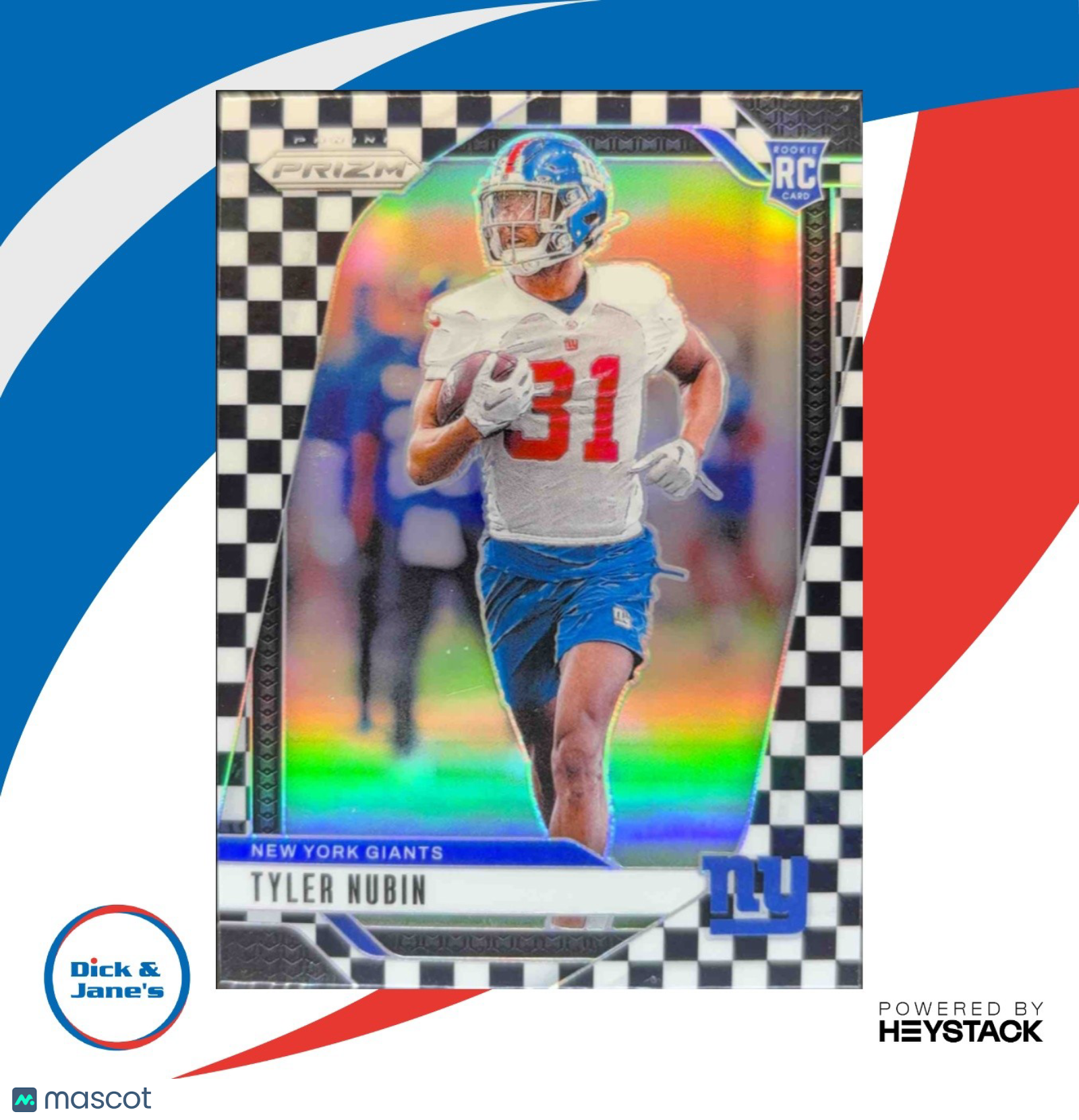 2024 Panini Prizm Tyler Nubin Black and White Checker #395 RC New York Giants