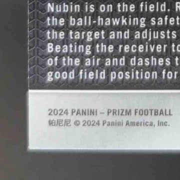 2024 Panini Prizm Tyler Nubin Black and White Checker #395 RC New York Giants