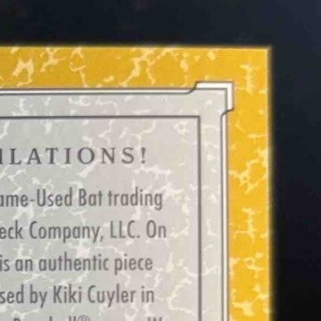 2001 SP Legendary Cuts Kiki Cuyler Game Bat