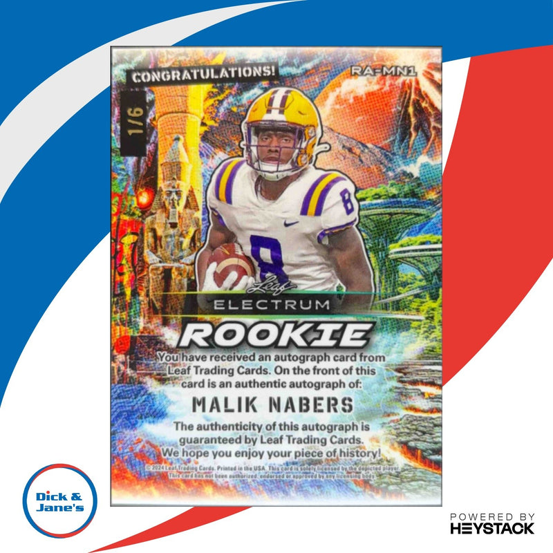 2024 Leaf Electrum Malik Nabers Rookies Auto Sparkle Platinum /6 LSU Tigers