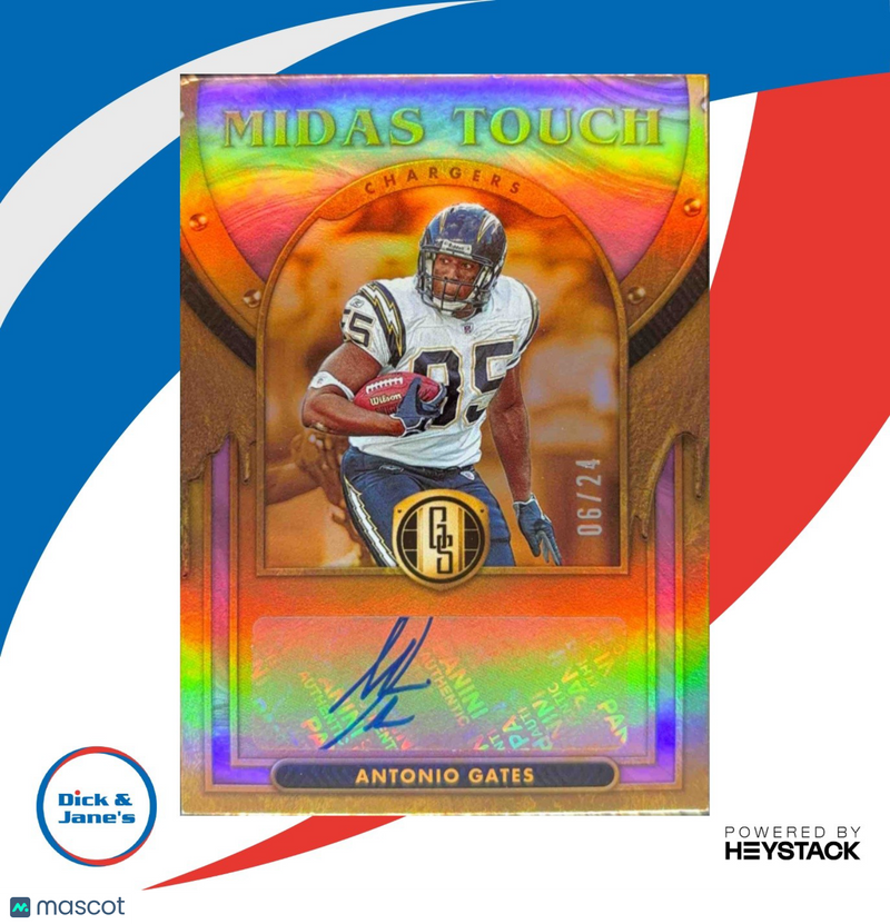 2024 Panini Gold Standard Antonio Gates Midas Touch Rose /24 Auto Chargers