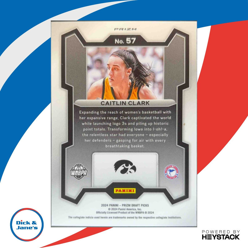 2024 Panini Prizm Draft Picks Collegiate Caitlin Clark RC Silver Rookie Holo