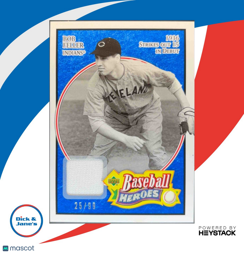 2005 Upper Deck Baseball Heroes Bob Feller Memorabilia Blue /99