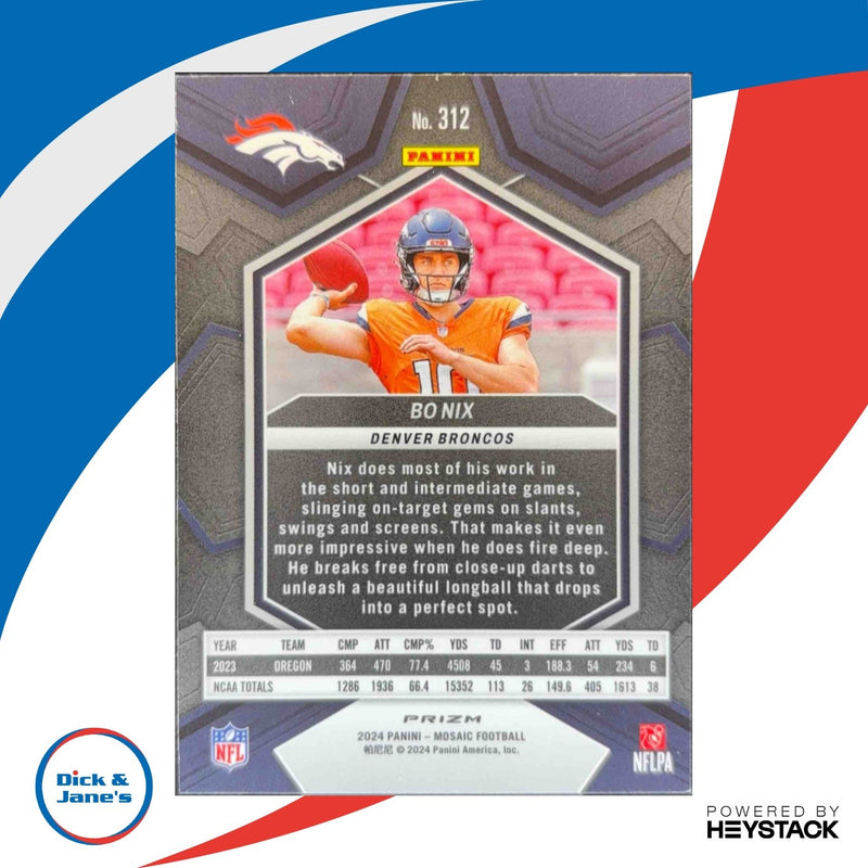 2024 Panini Mosaic Bo Nix Green Prizm