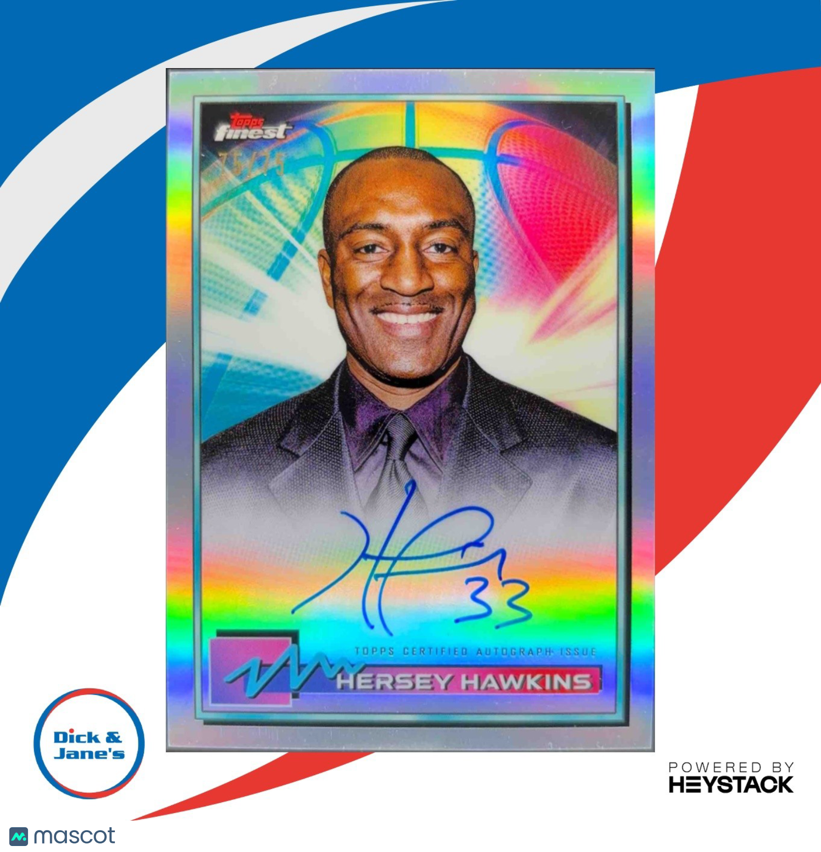2021-22 Topps Finest Hersey Hawkins Auto Refractor 75/75 #FA-HH