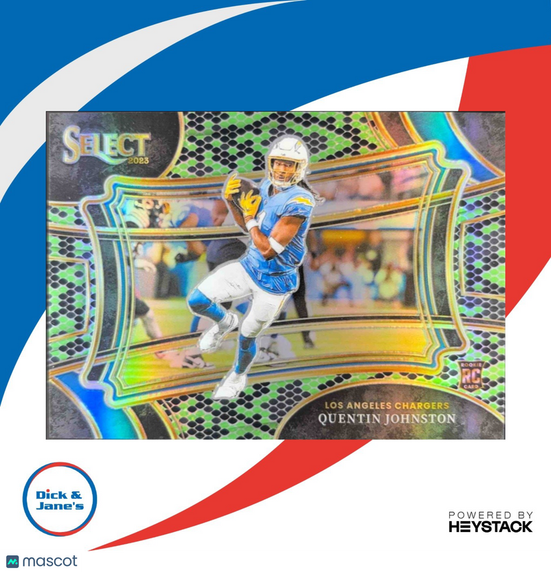 2023 Panini Select Quentin Johnston Green and Black Snakeskin Prizm 1/2 Field RC