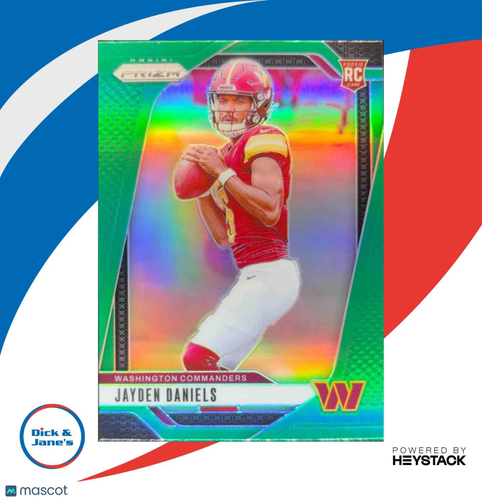2024 Panini Prizm Jayden Daniels Green #347 RC Washington Commanders