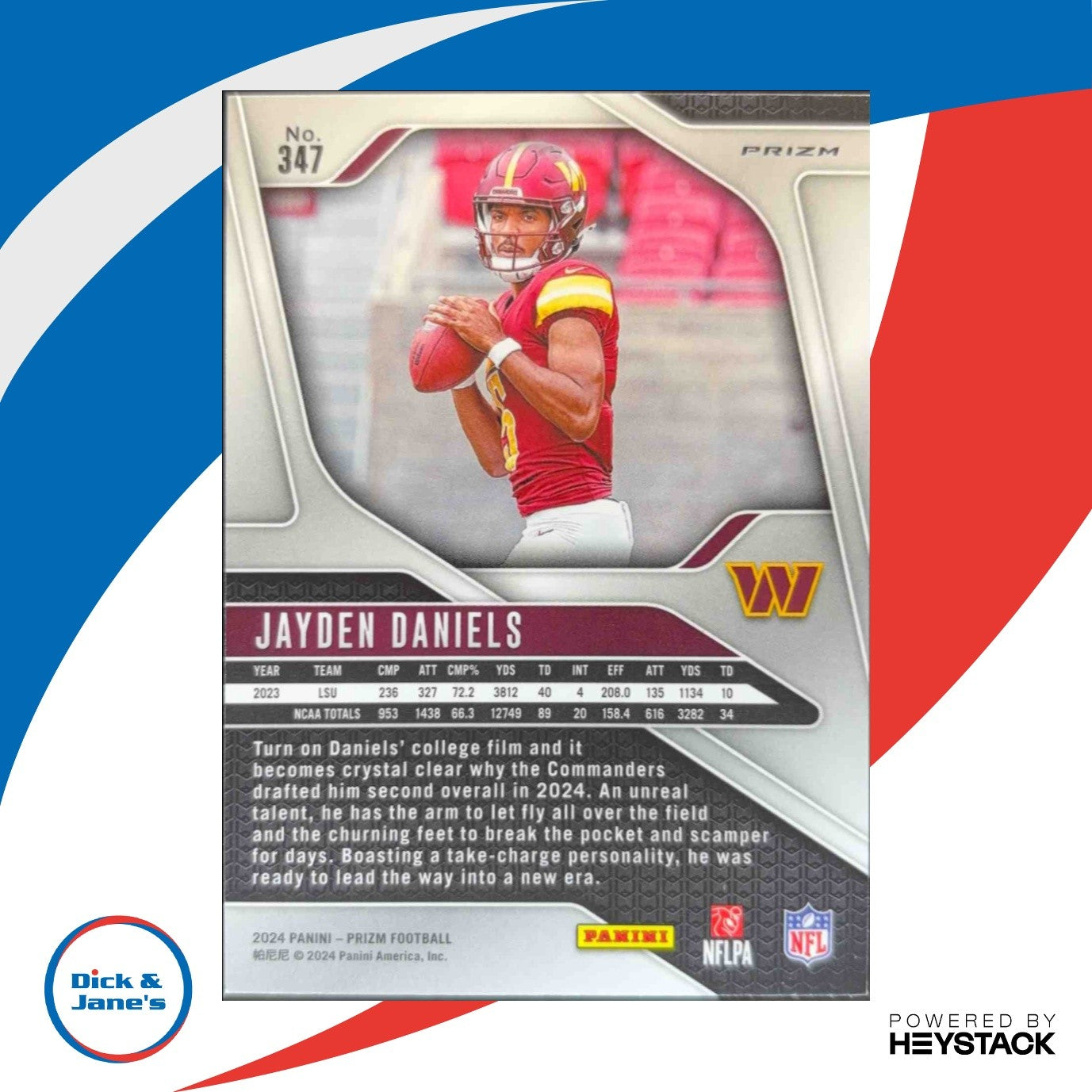 2024 Panini Prizm Jayden Daniels Green #347 RC Washington Commanders