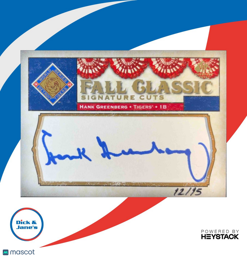 2008 SP Legendary Cuts Hank Greenberg Fall Classic Cut Signatures 12/15 Auto