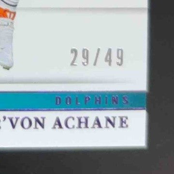 2023 National Treasures De'Von Achane Rookie Dual Materials Purple /49 Dolphins