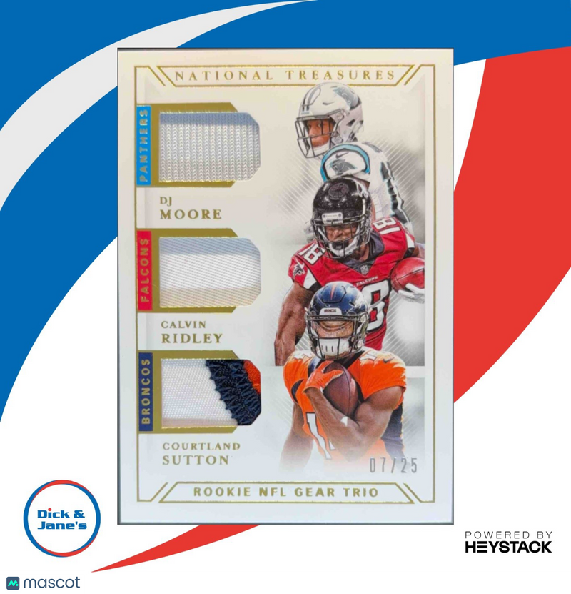 2018 National Treasures Calvin Ridley Courtland Sutton DJ Moore Trio Prime 7/25