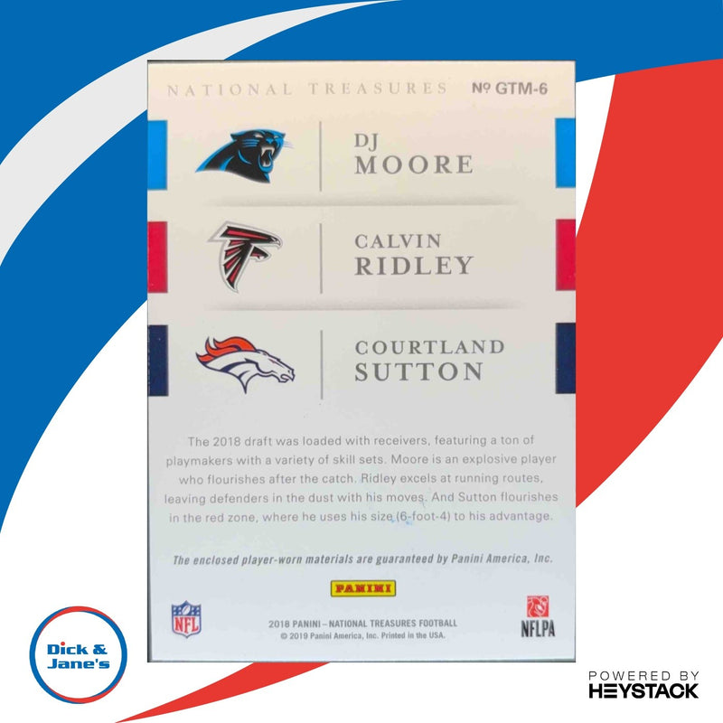 2018 National Treasures Calvin Ridley Courtland Sutton DJ Moore Trio Prime 7/25