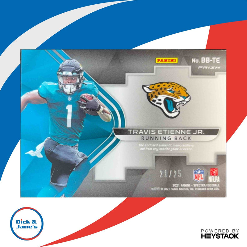 2021 Panini Spectra Travis Etienne Jr. Building Blocks Neon Green 21/25 Jags RC