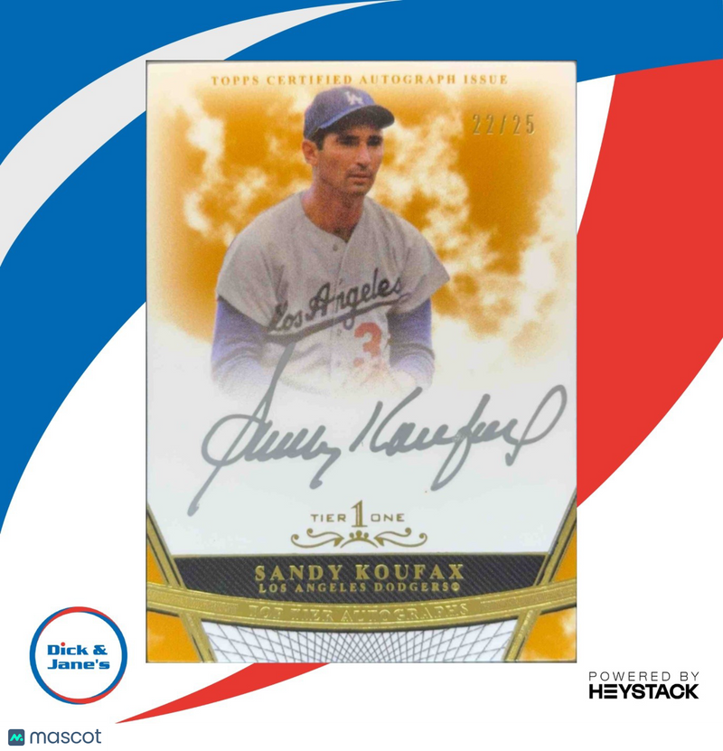 2018 Topps Tier One Sandy Koufax Auto Bronze Ink 22/25