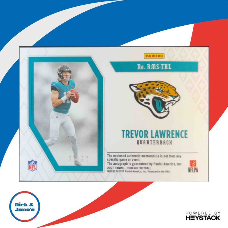 2021 Panini Phoenix Trevor Lawrence Rising Rookie Material Signature Hat 1/10 AU