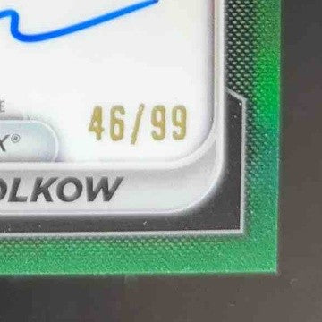 2024 Bowman George Wolkow Chrome Auto Green Refractor 46/99 1st Pro White Sox