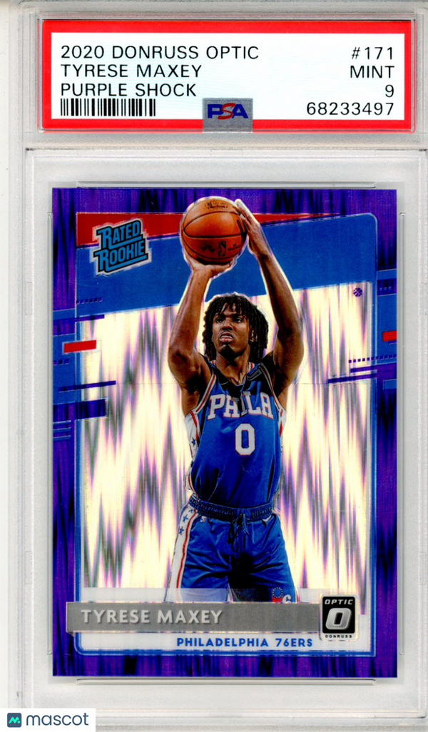 2020 Panini Donruss Optic Tyrese Maxey Purple Shock #171 PSA 9