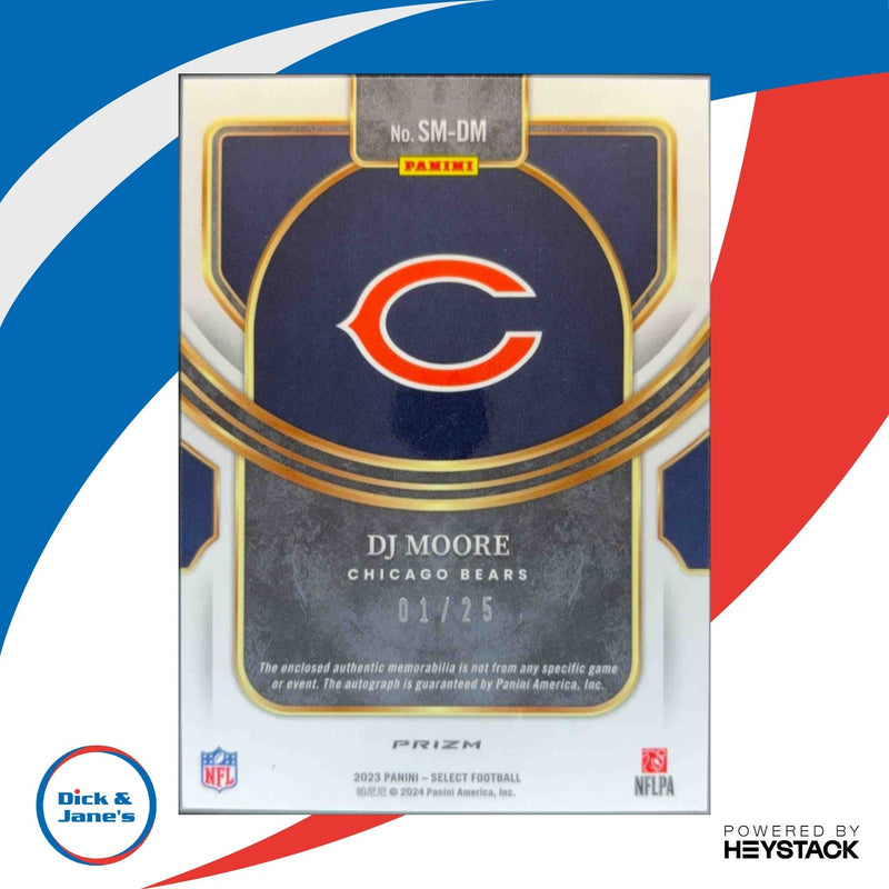 2023 Panini Select DJ Moore Signature Memorabilia Tie Dye Prizm 1/25 Auto Bears