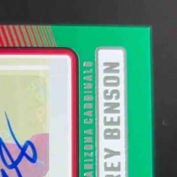 2024 Panini Donruss Trey Benson Rated Rookie Auto Green 326 RC Arizona Cardinals