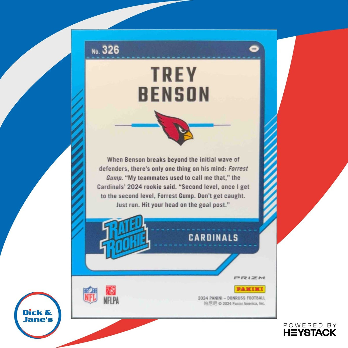 2024 Panini Donruss Trey Benson Optic Rated Rookie Preview Blue Scope #326