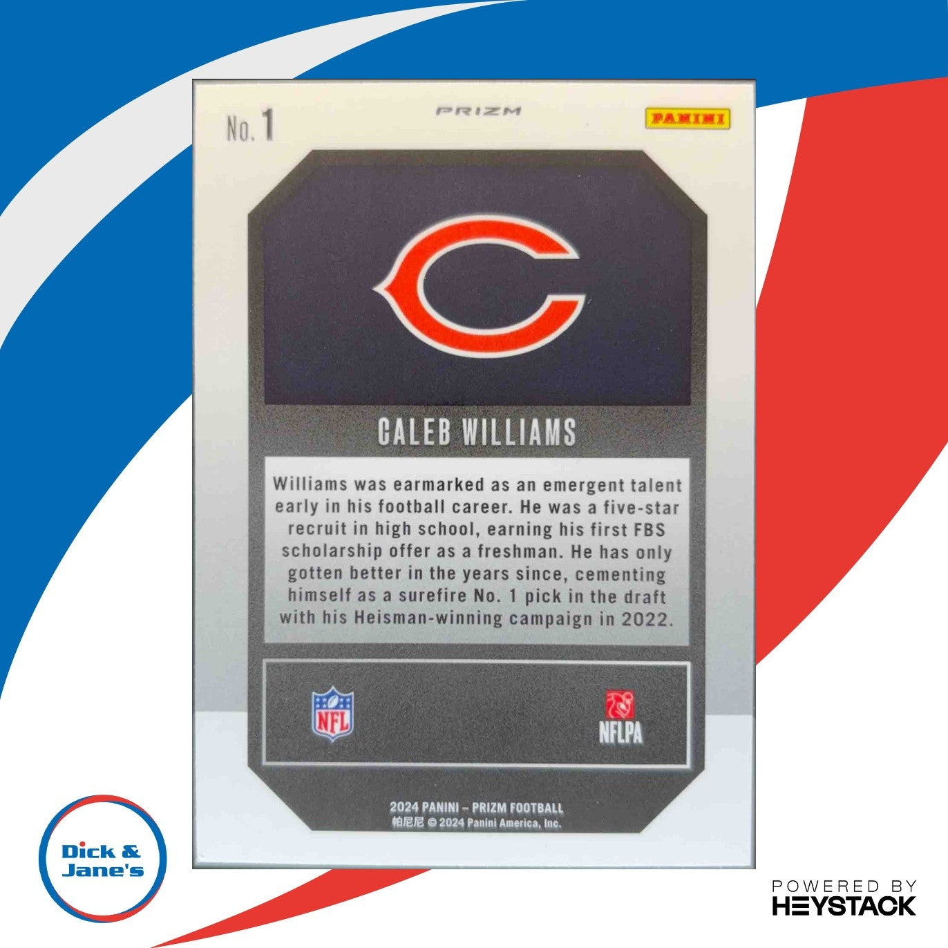 2024 Panini Prizm Caleb Williams Emergent Green Ice #1 RC Chicago Bears