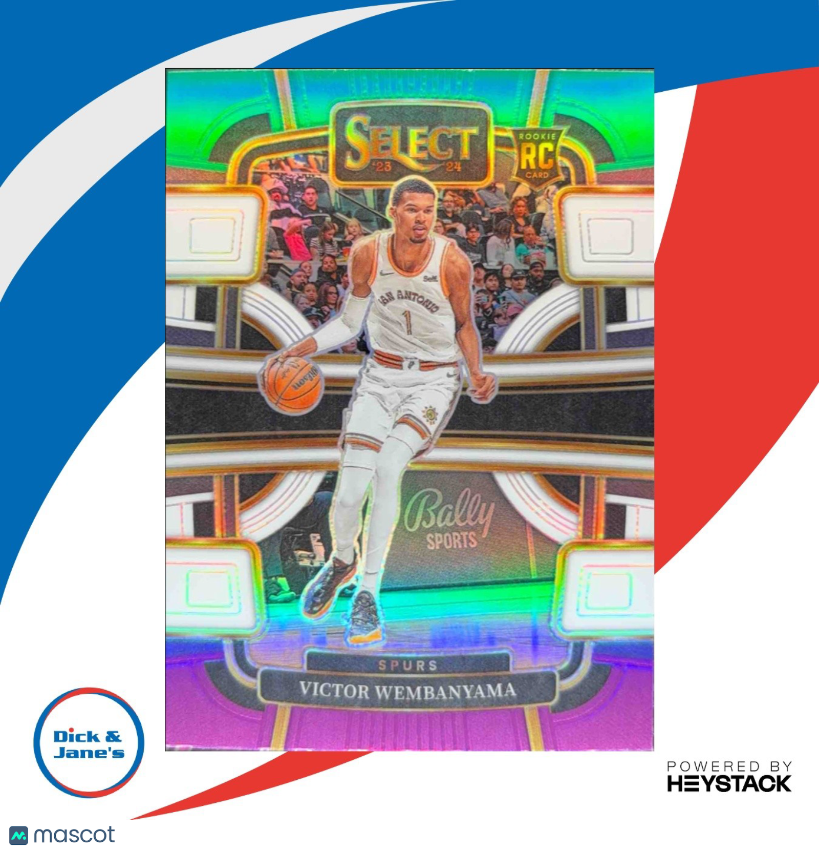 2023-24 Panini Select Victor Wembanyama Green White Purple Prizms #87 RC Spurs