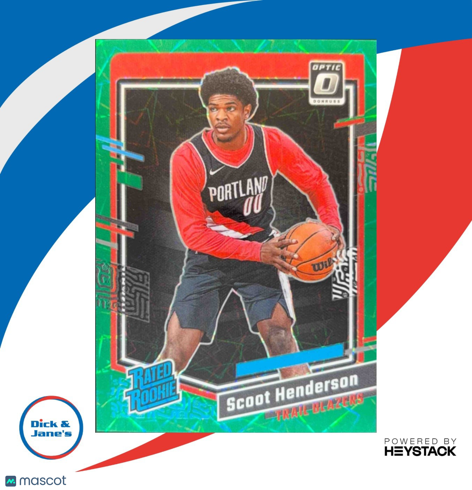 2023-24 Donruss Optic Scoot Henderson Green Velocity Prizm 37/49 RC Rated Rookie