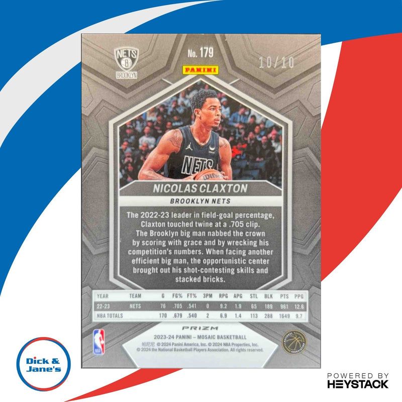 2023-24 Panini Mosaic Nicolas Claxton Fast Break Gold 10/10