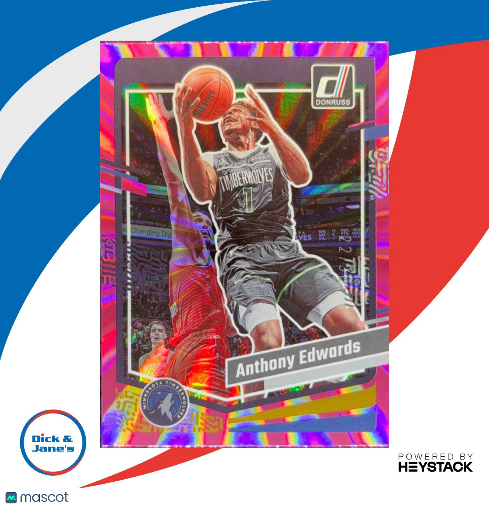 2023-24 Panini Donruss Anthony Edwards Pink Laser Holo /50 #137 Timberwolves