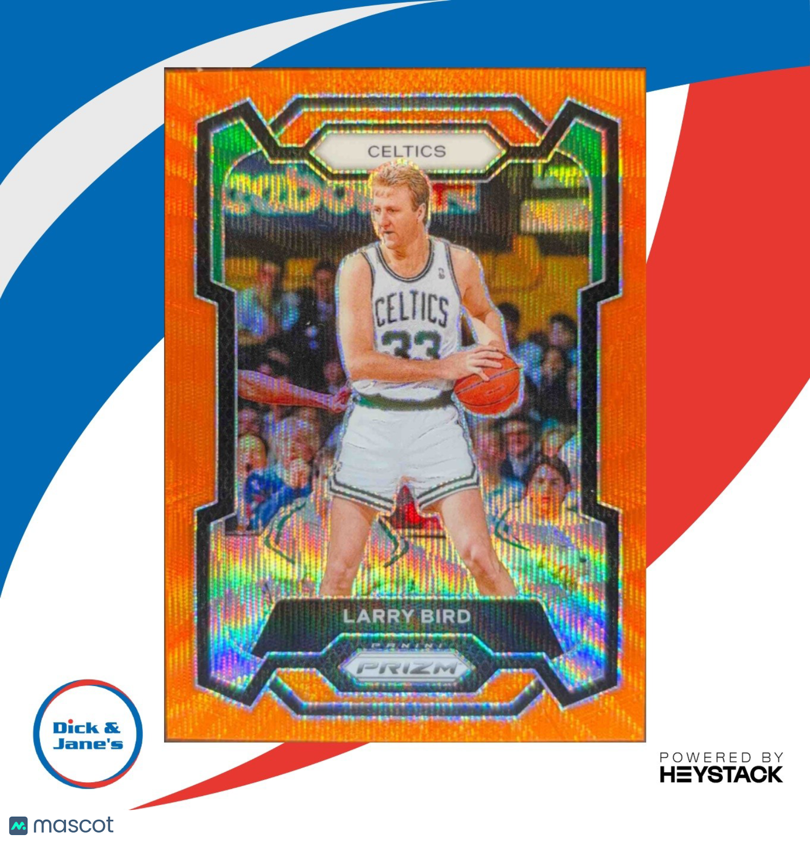 2023-24 Panini Prizm Larry Bird Prizms Orange Wave 34/60 #189 Boston Celtics