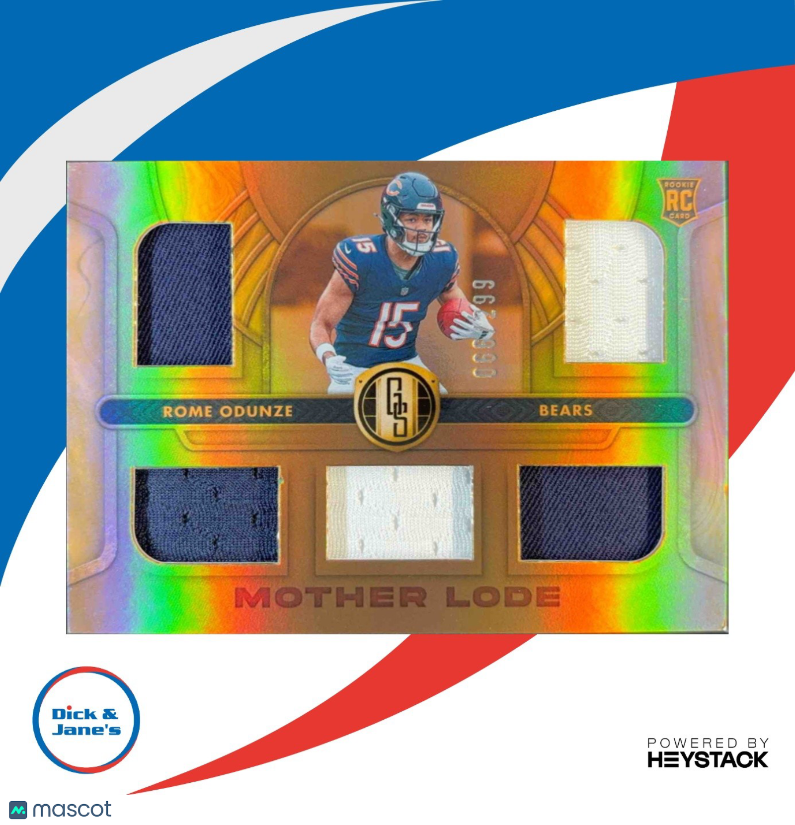 2024 Panini Gold Standard Rome Odunze Mother Lode 66/299 MEM RC Chicago Bears