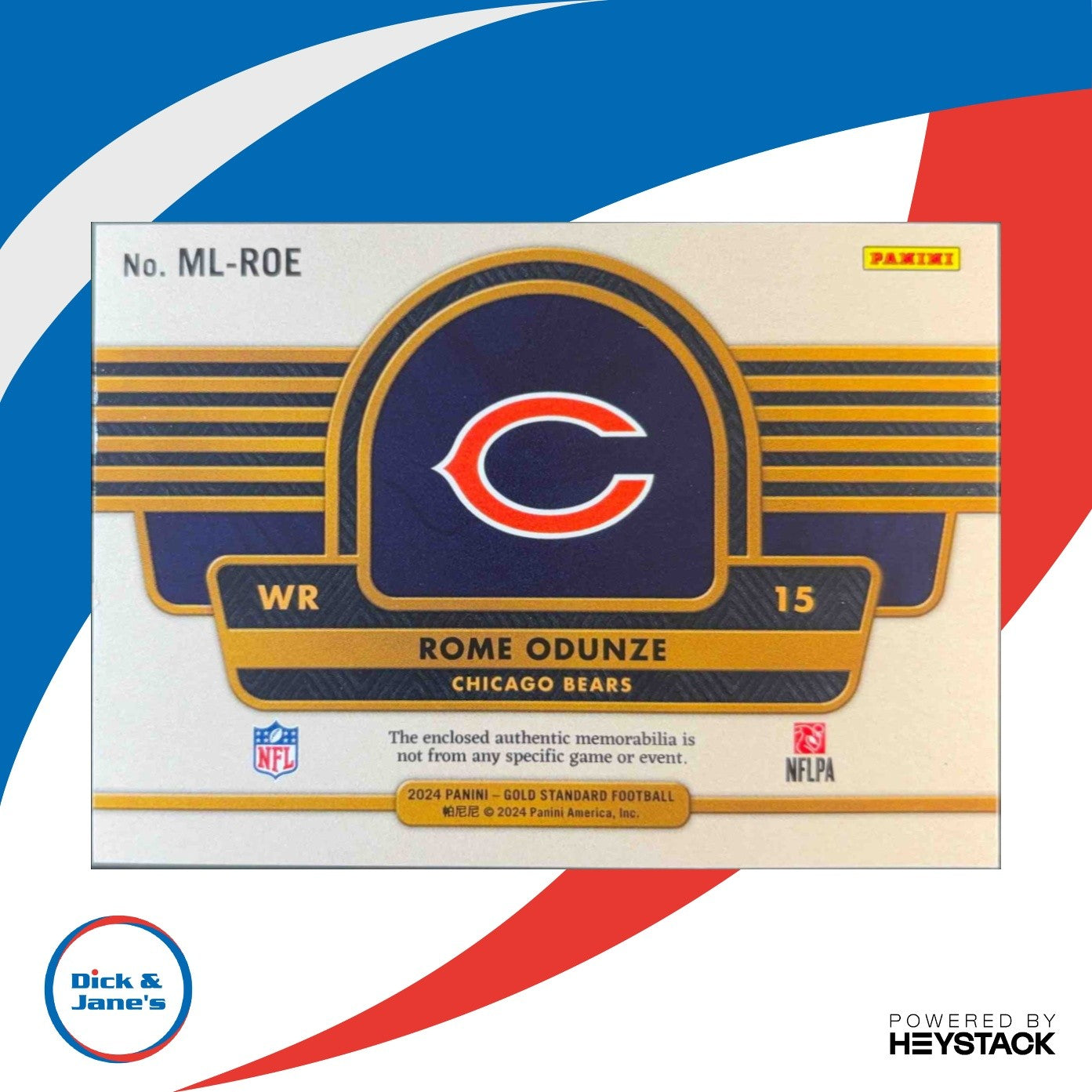 2024 Panini Gold Standard Rome Odunze Mother Lode 66/299 MEM RC Chicago Bears