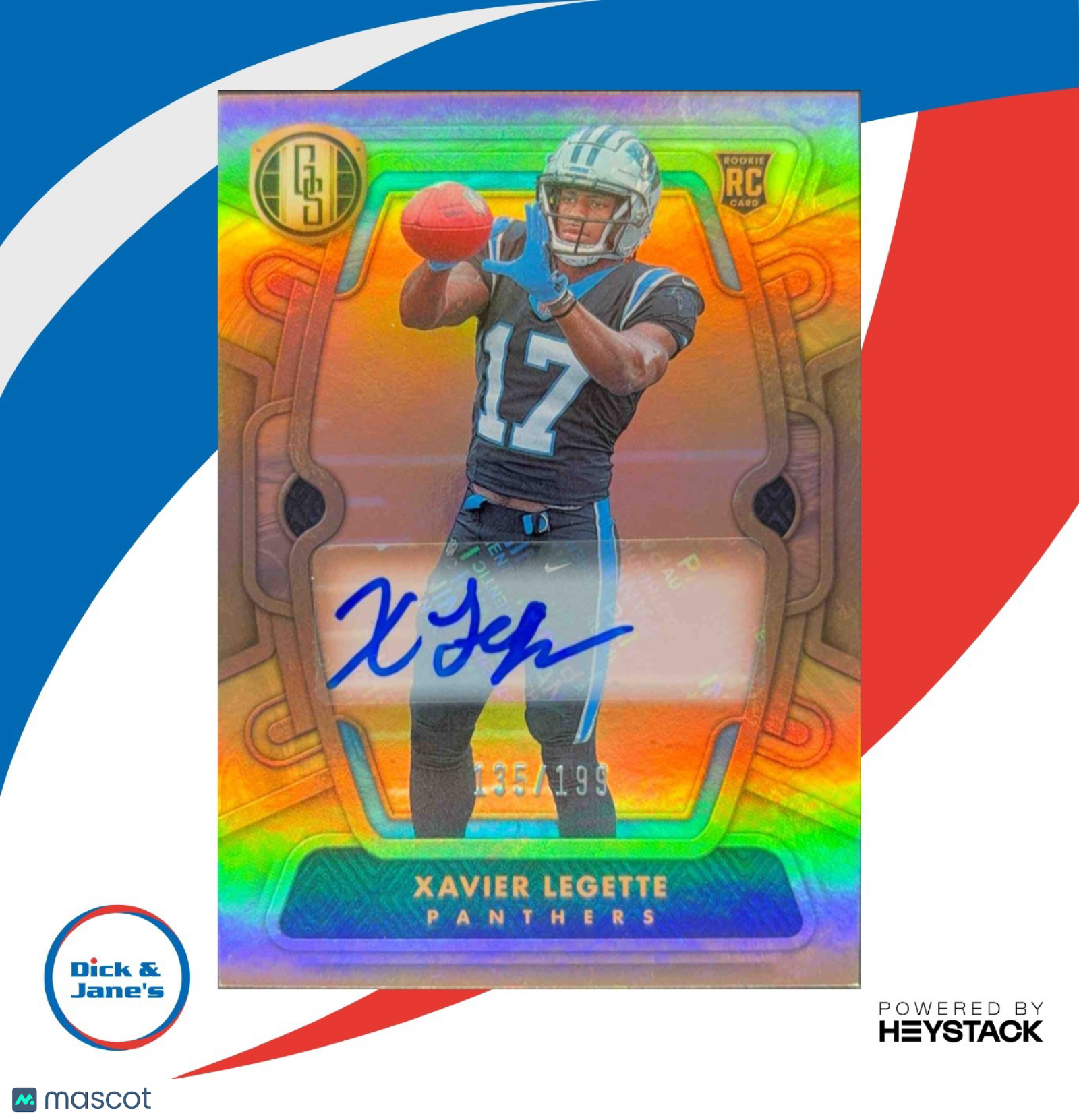 2024 Panini Gold Standard Xavier Legette Auto 135/199 #125 RC Carolina Panthers