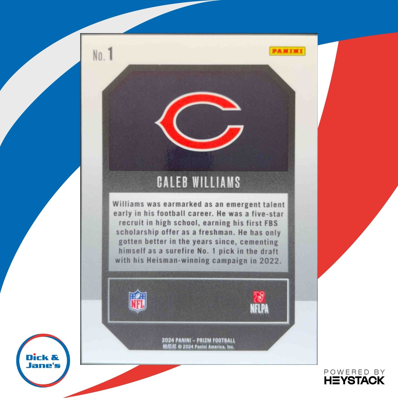 2024 Panini Prizm Caleb Williams Emergent #1 RC Chicago Bears