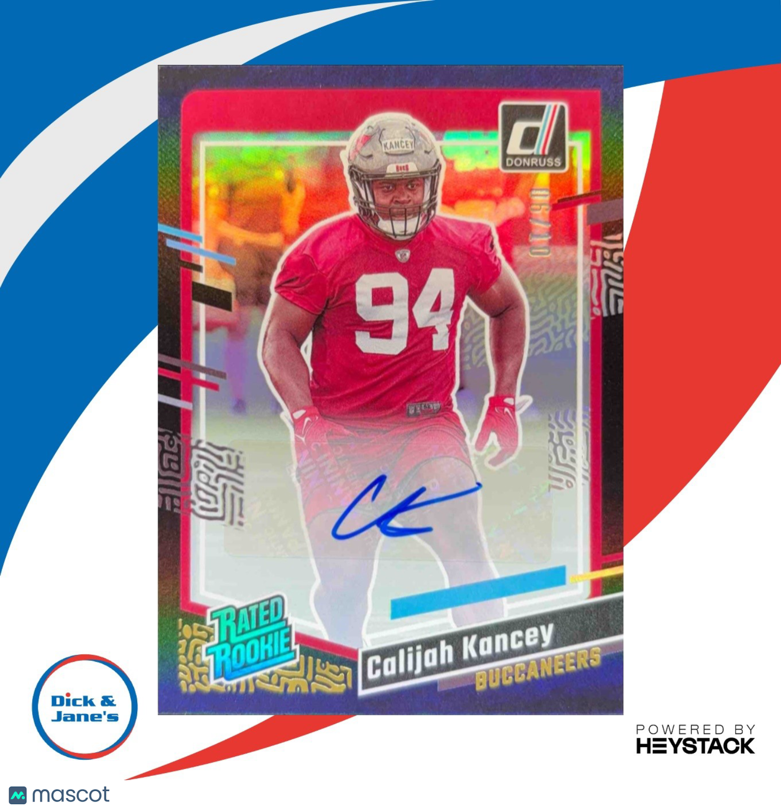 2023 Panini Donruss Calijah Kancey Rated Rookie Auto Black 06/10 RC Buccaneers