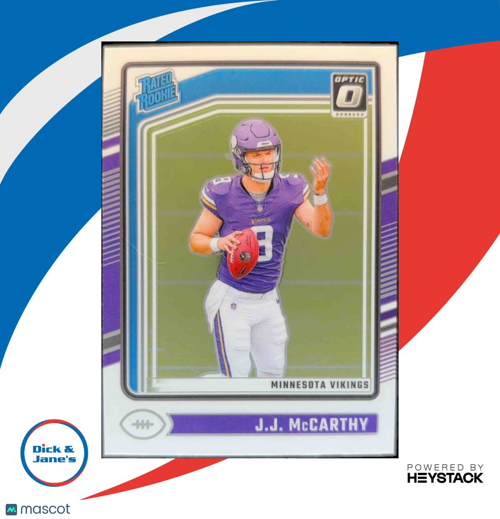 2024 Panini Donruss Optic J.J. McCarthy #235 Rated Rookie Minnesota Vikings