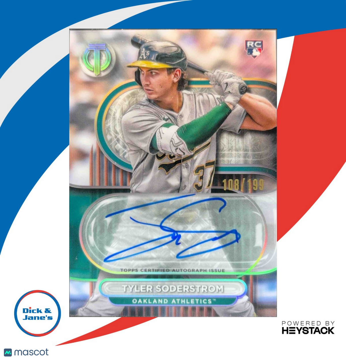 2024 Topps Tribute Tyler Soderstrom Auto 108/199 #TA-TS RC Oakland Athletics