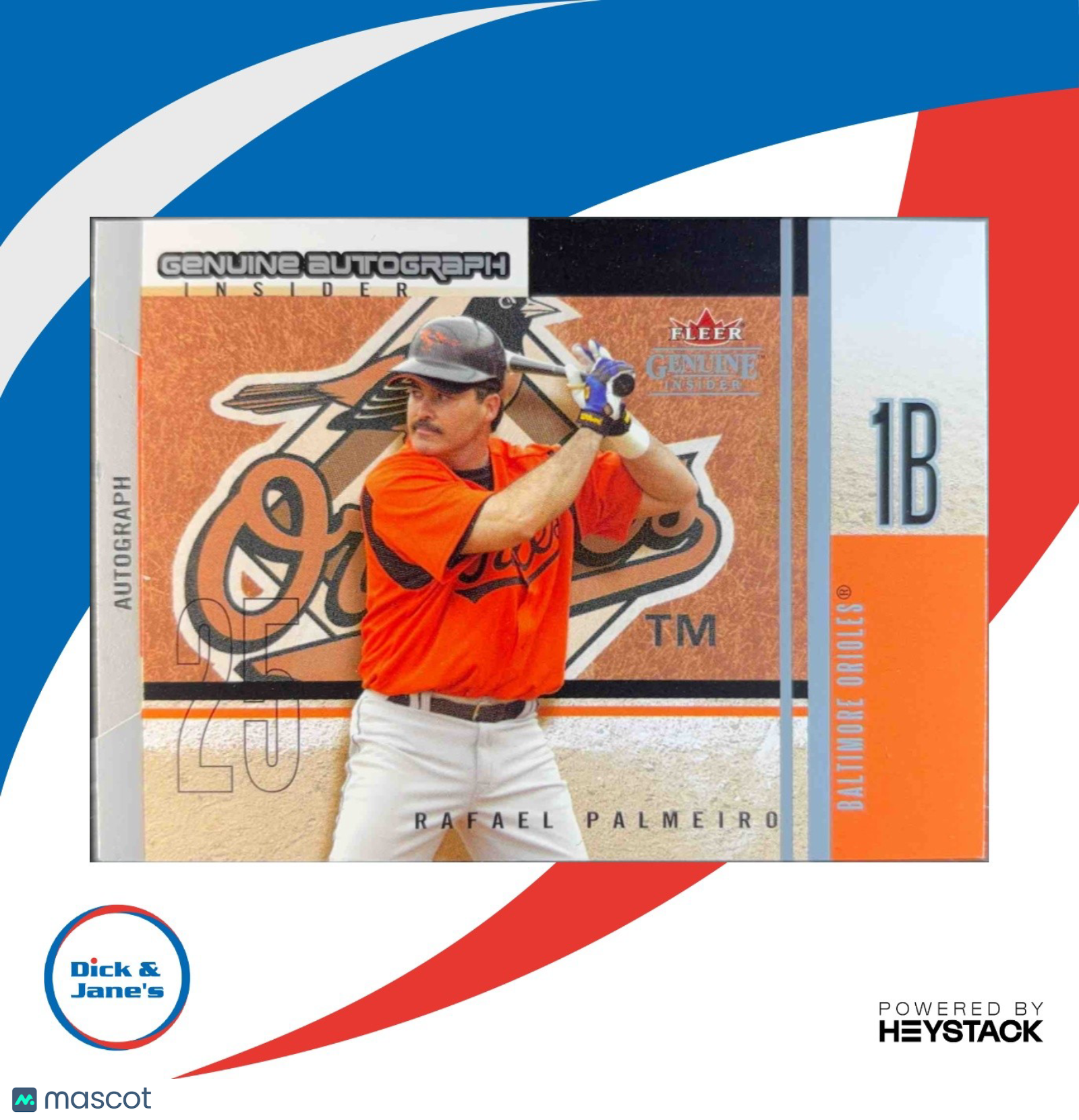 2004 Fleer Genuine Insider Rafael Palmeiro Auto /550 #AI-RP Baltimore Orioles