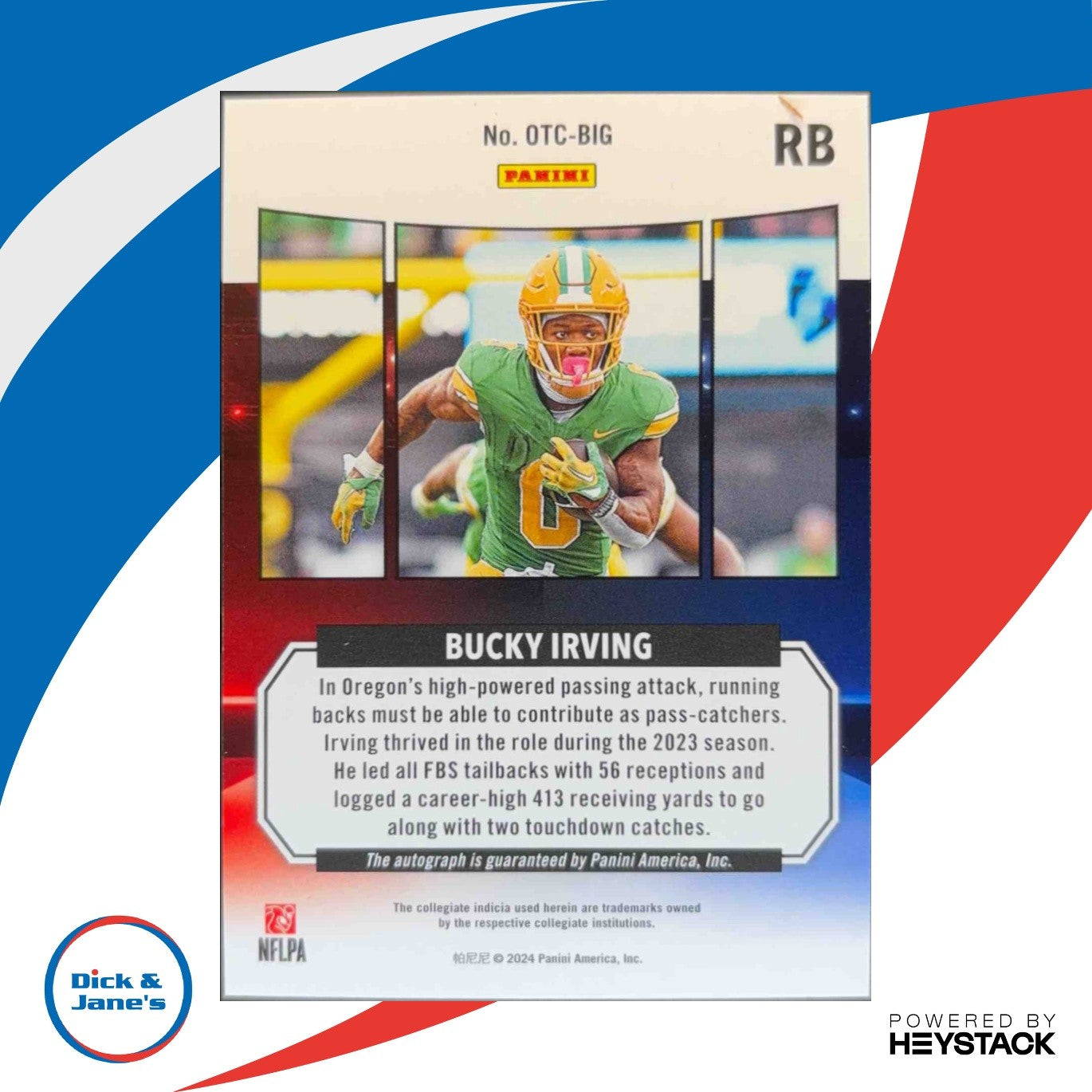 2024 Panini Prestige Bucky Irving On the Clock #OTC-BIG Auto Oregon Ducks