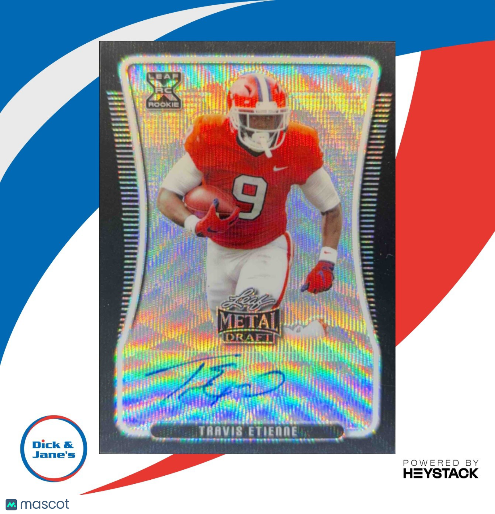 2021 Leaf Metal Draft Travis Etienne Portrait Auto Wave Black /7 Clemson Tigers