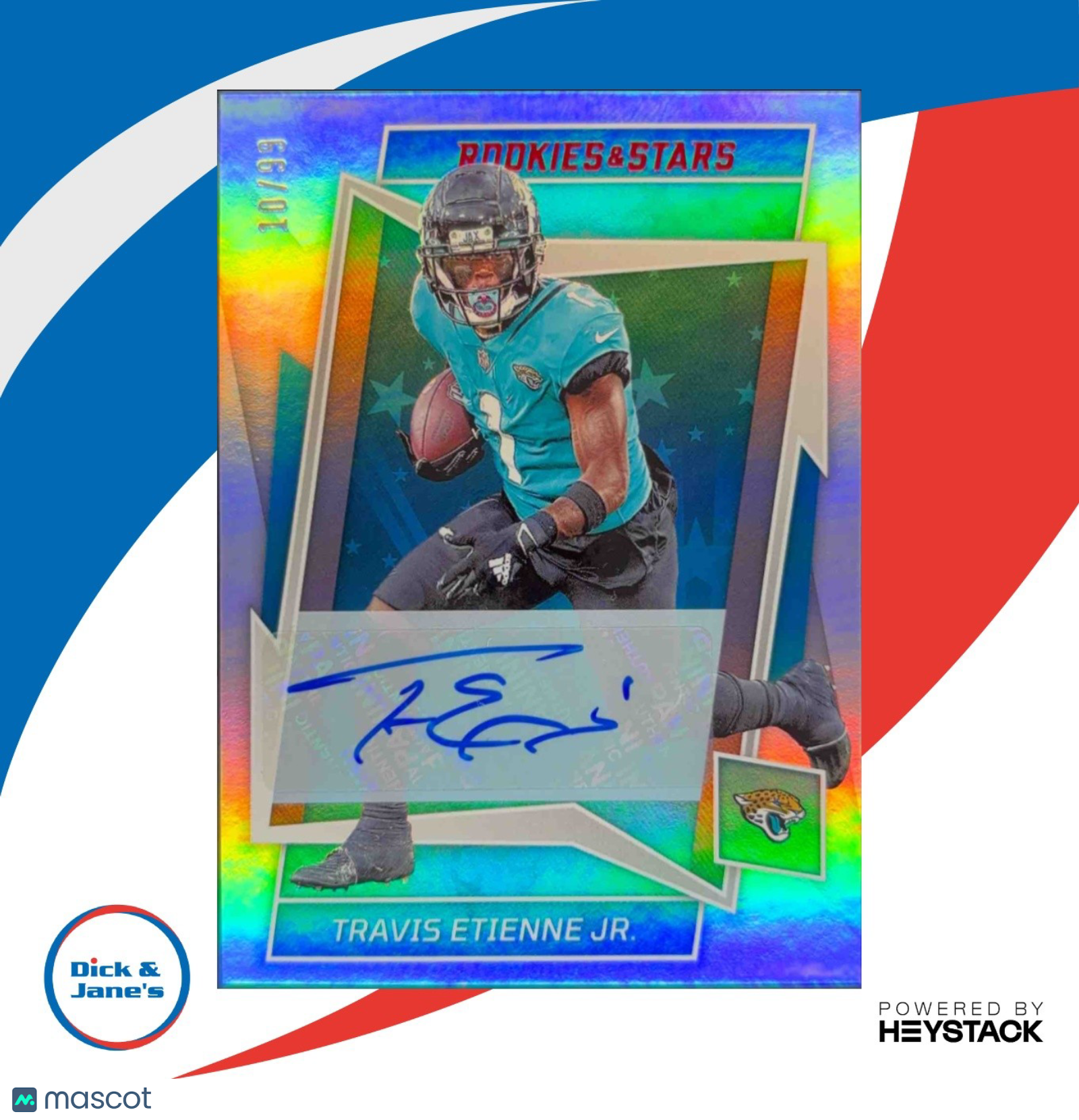 2022 Panini Rookies & Stars Travis Etienne Jr. Signatures 10/99 #46 Auto Jaguars