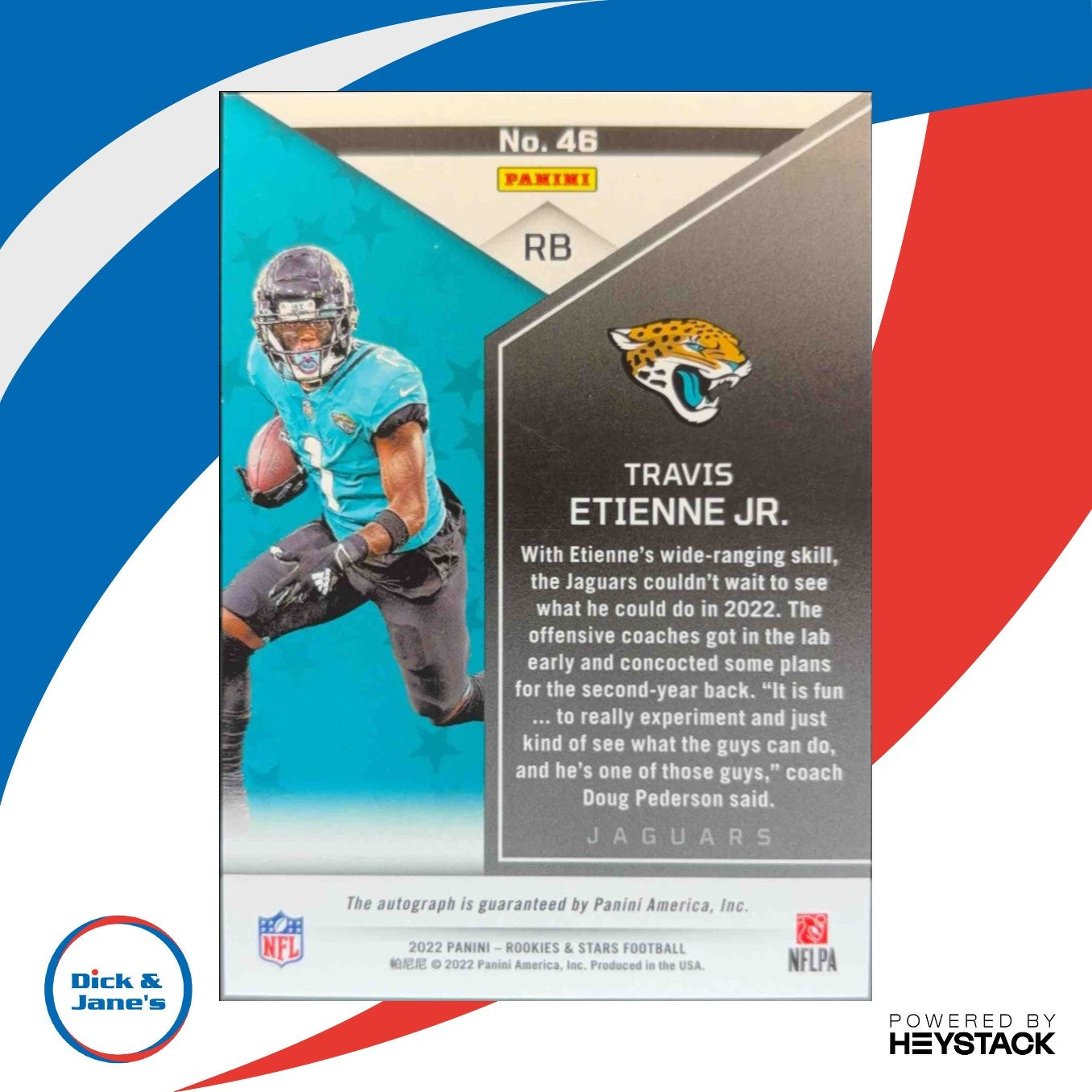 2022 Panini Rookies & Stars Travis Etienne Jr. Signatures 10/99 #46 Auto Jaguars
