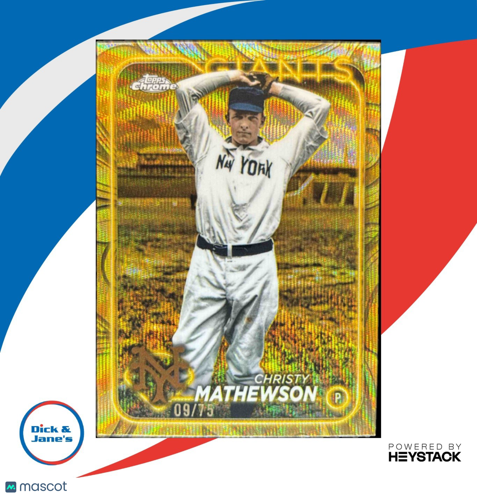 2024 Topps Gilded Collection Christy Mathewson Gold Wave Refractor 9/75 #56
