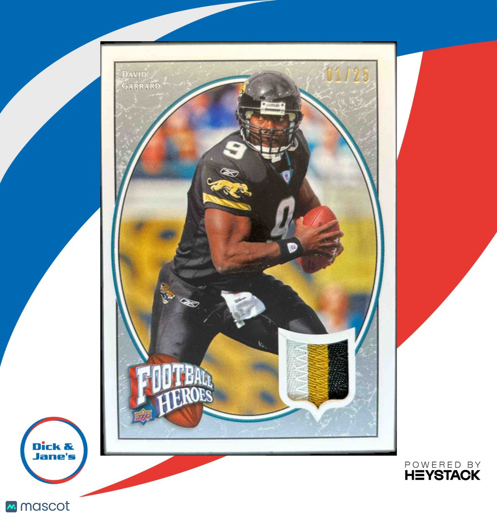 2008 Upper Deck Heroes David Garrard Jerseys Black Patch /5 Jacksonville Jaguars