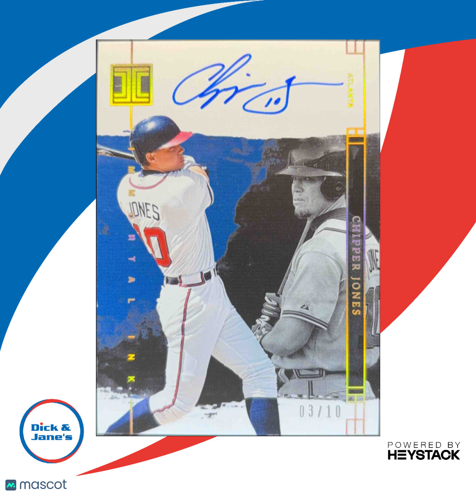 2024 Panini Impeccable Chipper Jones Immortal Ink Holo Gold 1/10 Atlanta Braves