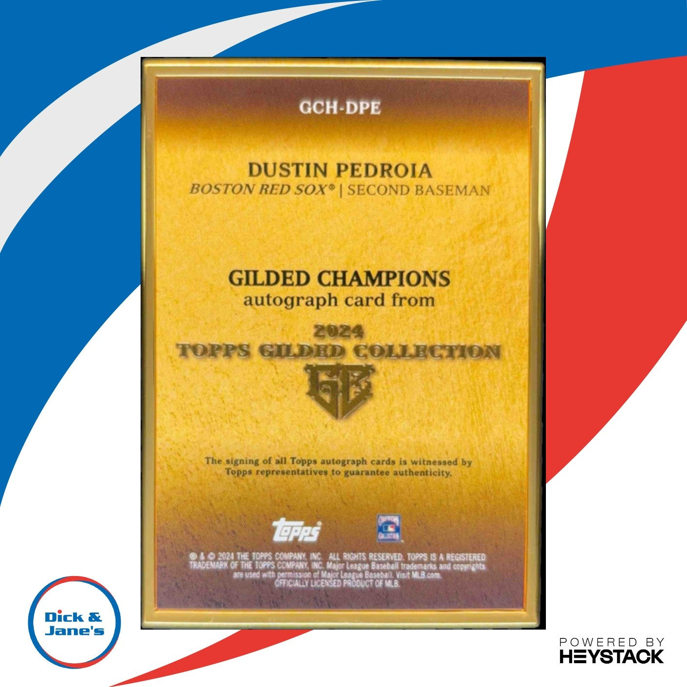 2024 Topps Gilded Collection Dustin Pedroia Champions Auto Emerald 7/25 Boston