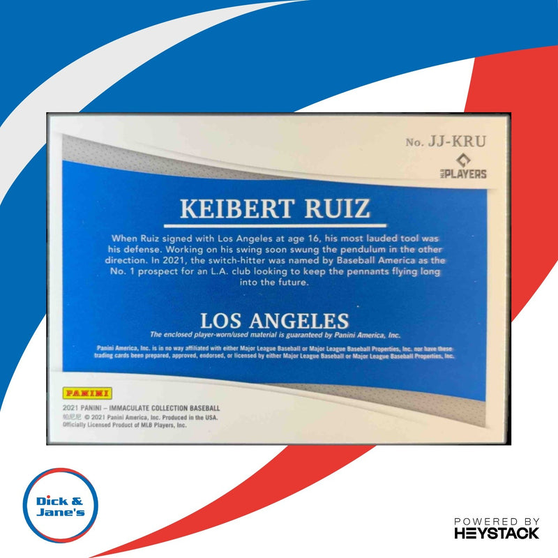 2021 Immaculate Collection Keibert Ruiz Jumbo Jerseys /49 RC Los Angeles Dodgers