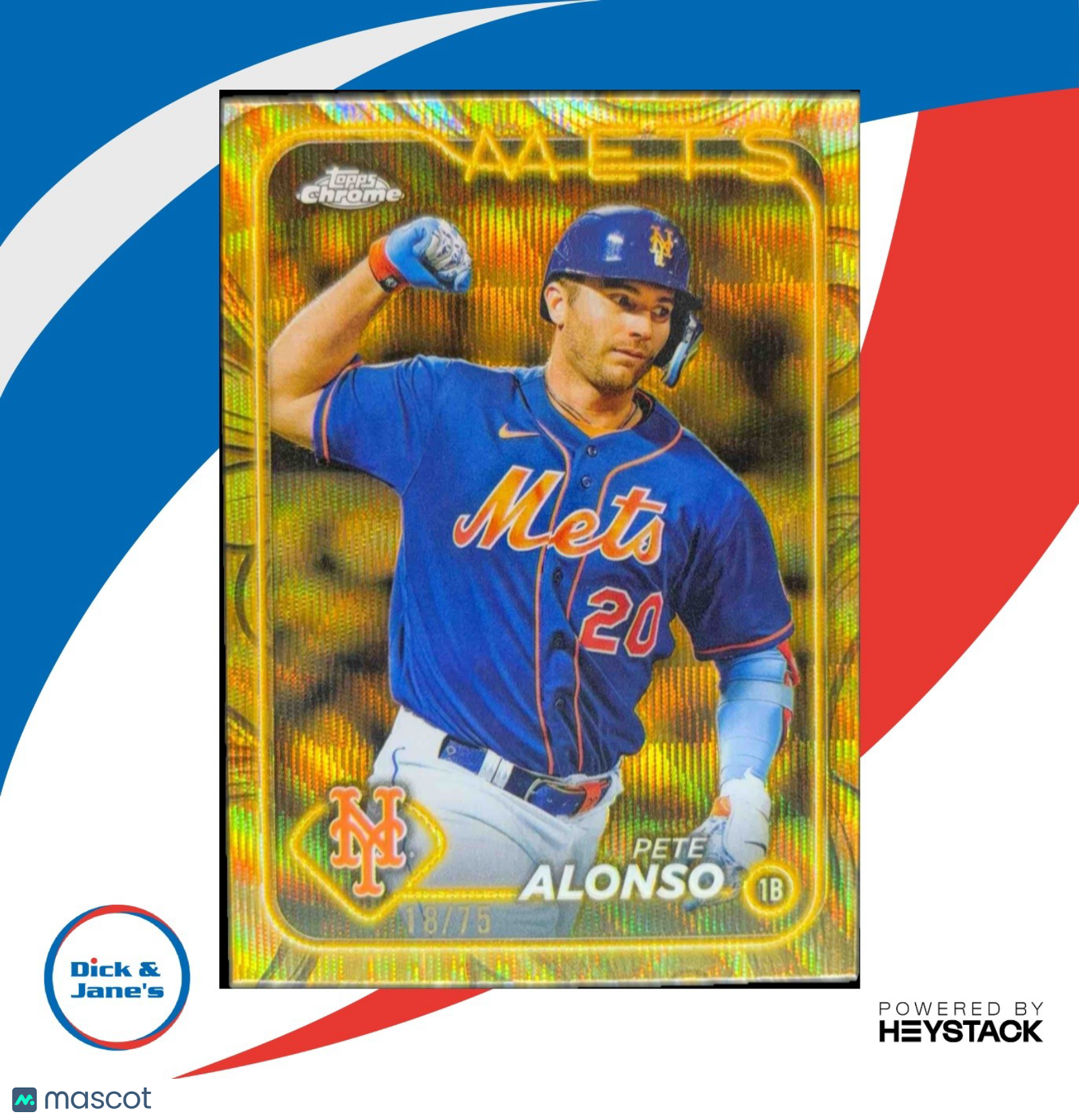 2024 Topps Chrome Gilded Collection Pete Alonso Gold Wave Refractor 18/75 Mets