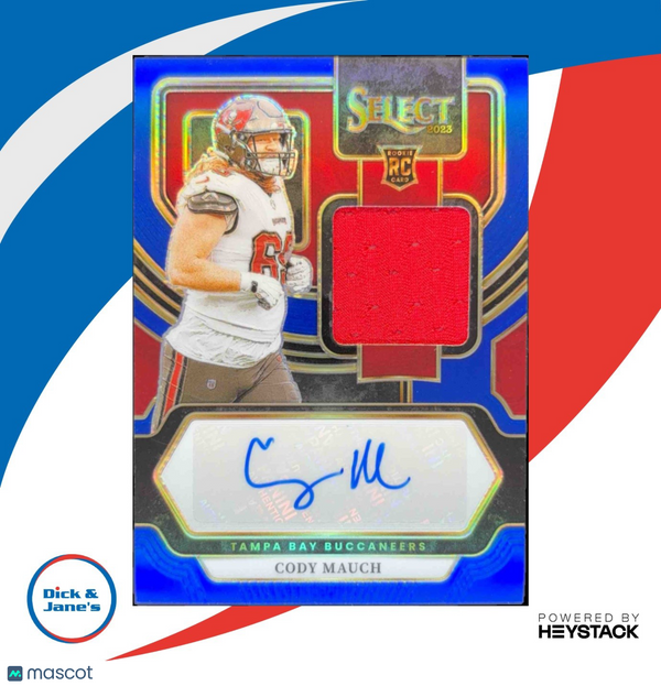 2023 Select Cody Mauch Rookie Signature Memorabilia Blue Prizm 26/75 Auto Tampa